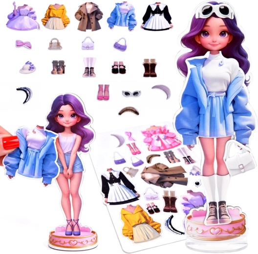 Set d'habillage magnétique Poupée de mode - 1 pièce