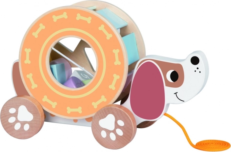 Chiot en bois à tirer – boîte à formes