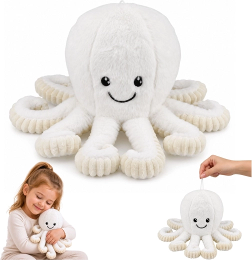 Pieuvre en peluche – jouet câlin avec tentacules élastiques blanche 30 cm