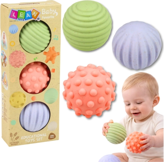 Ballons sensoriels pastel pour bébés, 3 pcs, 6 cm