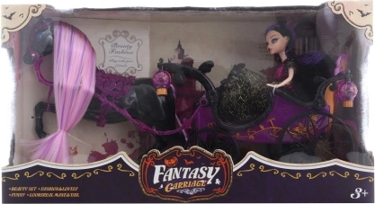 Poussette pour poupées à piles avec cheval et poupée articulée