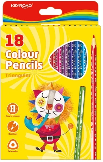 Crayons de couleur triangulaires KEYROAD, 18 couleurs