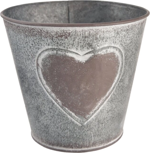 Cache-pot décoratif en métal en forme de cœur gris/marron