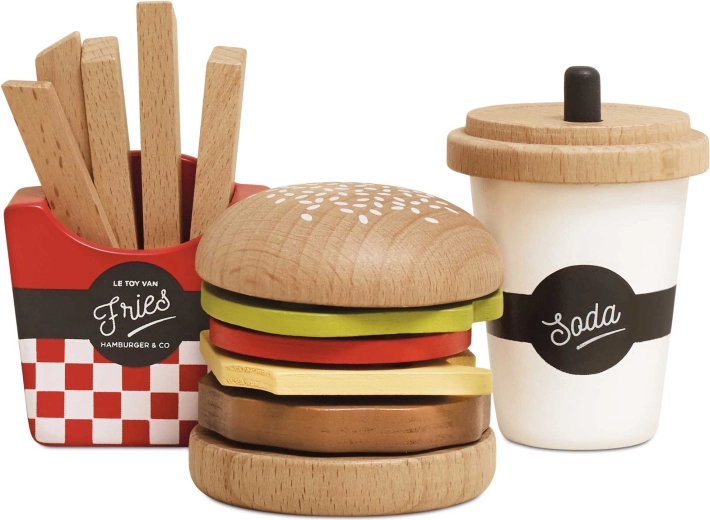 Set de jeu en bois 3-en-1 hamburger, frites et boisson Le Toy Van