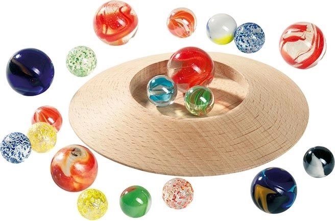 Goki billes en verre avec trou en bois