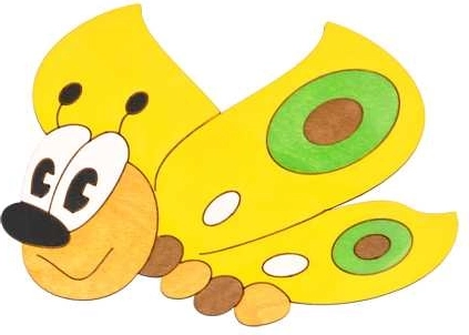 Décoration murale en bois moyenne papillon jaune