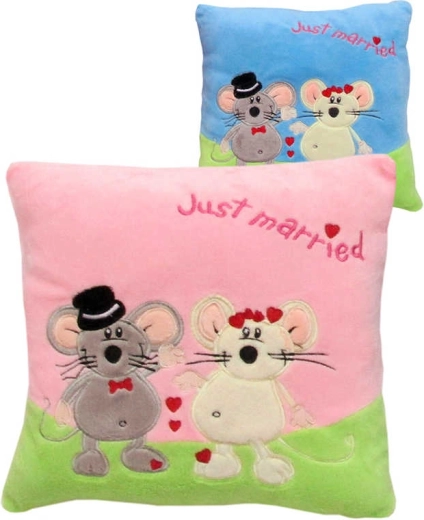 Coussin en peluche petites souris Love just married 25 x 25 cm - 1 pièce