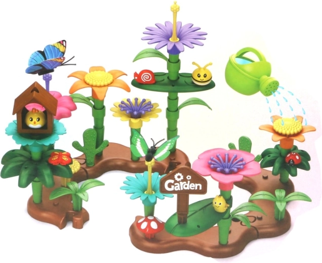 Kit de construction créatif Jardin joyeux avec des animaux derrière la clôture (75 pièces)