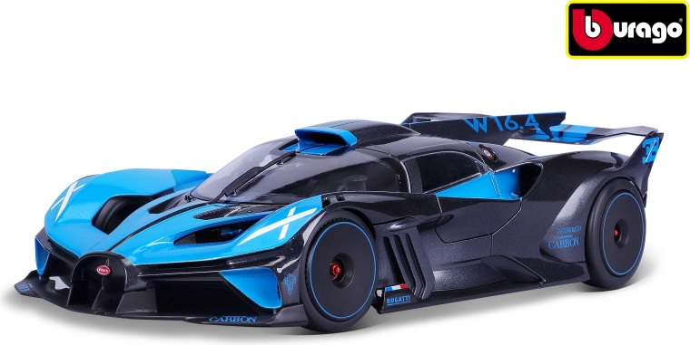Modèle de voiture Bugatti Bolide à l’échelle 1:18, noir métallisé et bleu