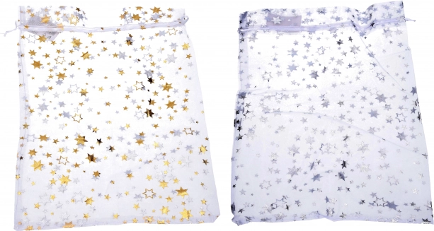 Pochette en organza motif étoiles 20x30 cm Décoration de Noël