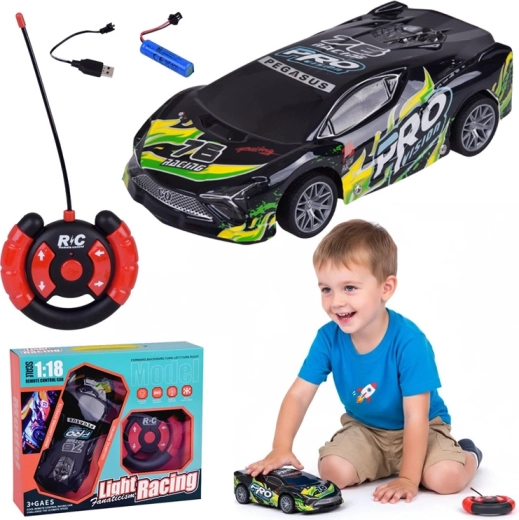Voiture de sport RC avec carrosserie rétroéclairée 1:18 – Vert