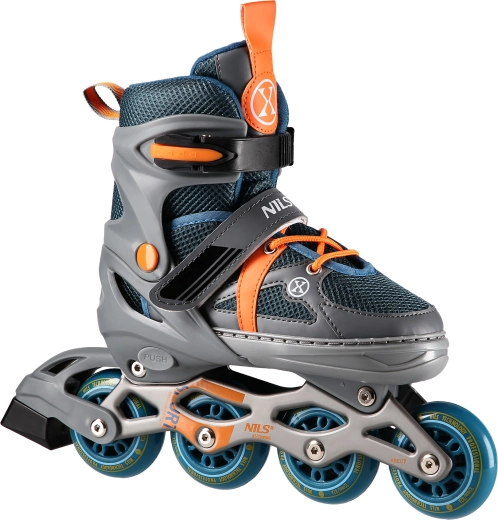 Rollers NILS Extreme gris‑orange, réglables – M (35-38)