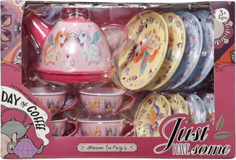 Service à thé en métal avec motif licornes - 1 pièce