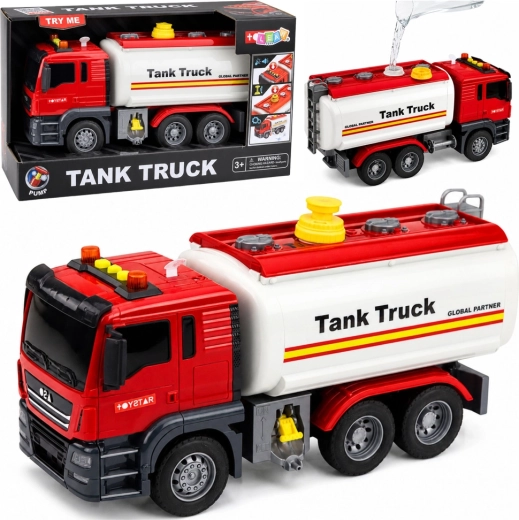 Jouet camion-citerne Tank Truck avec système d’eau, lumières et sons – rouge