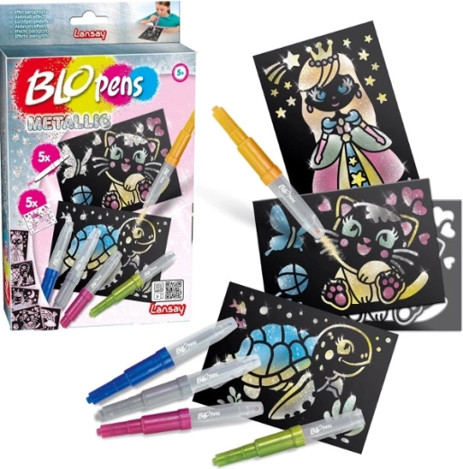 Blopens feutres à souffler métalliques, set de 8 pcs