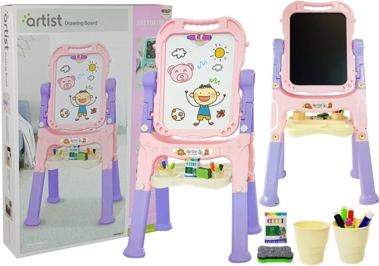 Tableau magnétique double face pour enfants rose-violet