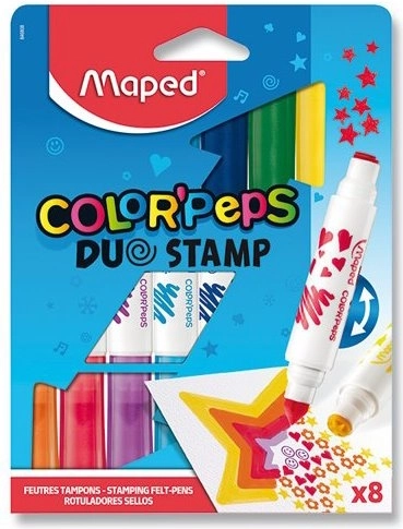 Feutres MAPED Color'Peps Duo Stamp – set de 8 feutres doubles avec tampons