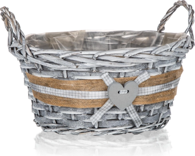 Panier rond en osier avec poignées GRIS 25 × 12 cm, gris