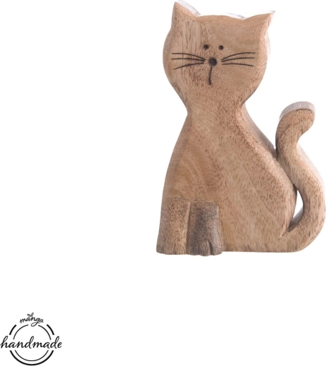 Décoration en bois chat Mango micka 15 cm - 1 pièce