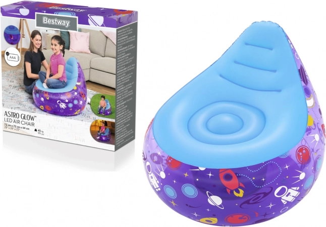 Fauteuil gonflable pour enfants avec LED cosmos Bestway, violet, 72 × 72 × 64 cm