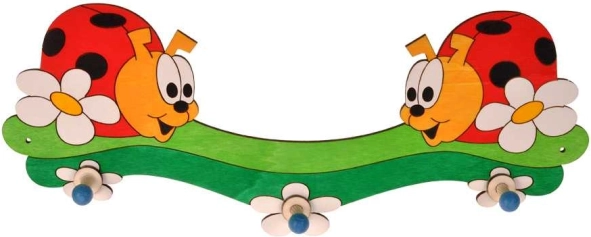 Porte-manteau en bois à trois crochets coccinelles DoDo