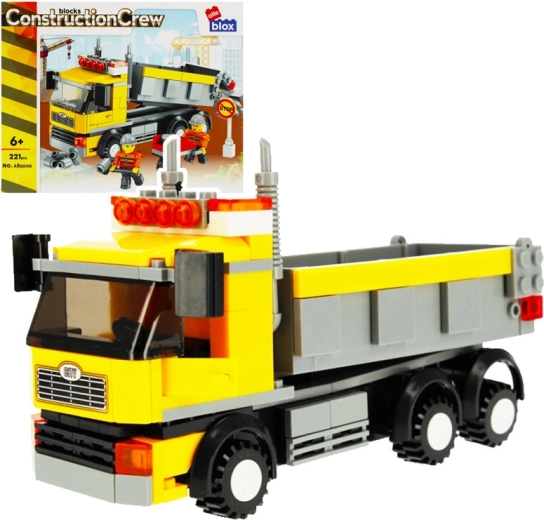 Jeu de construction benne de chantier avec ouvriers