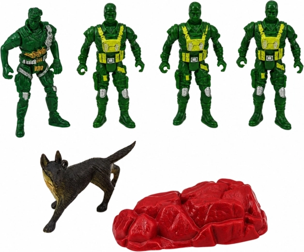 Figurines de soldats, chien et accessoires pour des missions réalistes