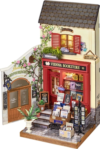 Robotime Rolife maison miniature DIY – Librairie viennoise avec éclairage LED (290 pièces)