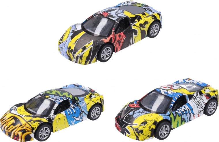 Voiture en métal avec graffiti 9 cm à rétrofriction