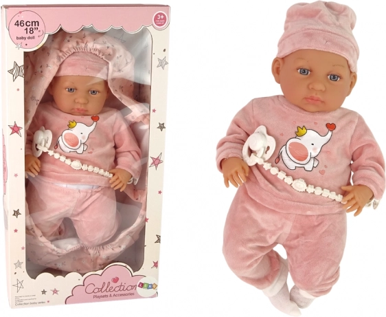 Poupée Bébé avec Tétine et Couverture 46 cm Rose