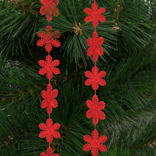 Guirlande de Noël rouge avec flocons de neige, 2,7 m