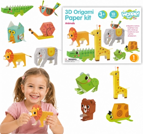 Kit créatif WOOPIE ART&FUN – animaux en origami 3D – 10 animaux