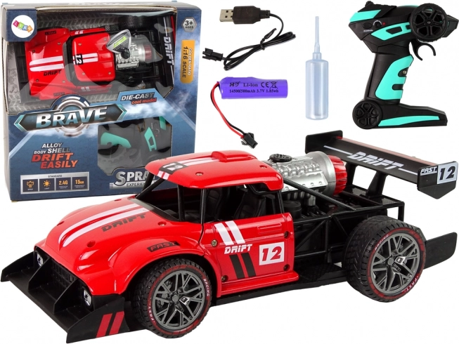 Voiture de sport RC 1:16 avec effet de vapeur – Rouge