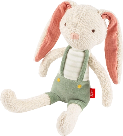 Sigikid premier lapin en peluche avec salopette verte 34 cm