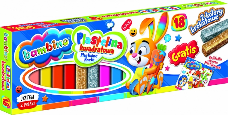 Pâte à modeler carrée BAMBINO, 18 couleurs