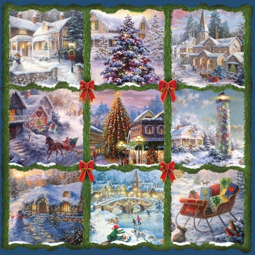 Puzzle carré Noël neuf carrés 1000 pièces
