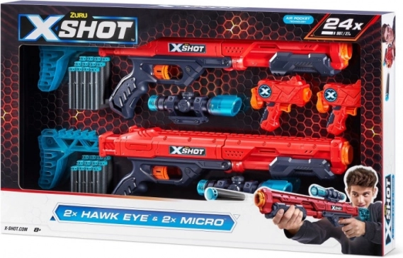 Ensemble de blasters X-Shot Excel Hawk Eye et Micro
