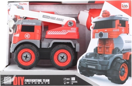Camion de pompiers à visser avec télécommande et transformation en robot