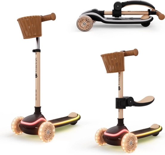 Kinderkraft RAKET UP 2en1 trottinette et draisienne avec siège beige