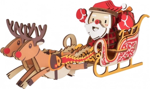 Puzzle 3D en bois Woodcraft Traîneau du Père Noël