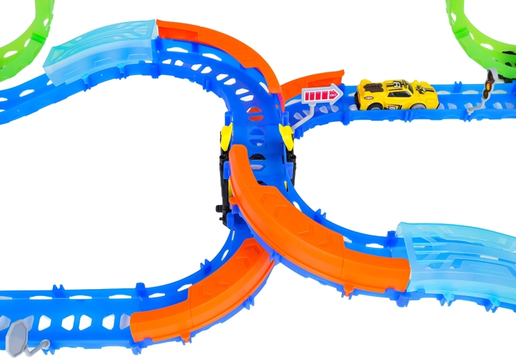 Piste modulaire avec garde-corps et sections reconfigurables