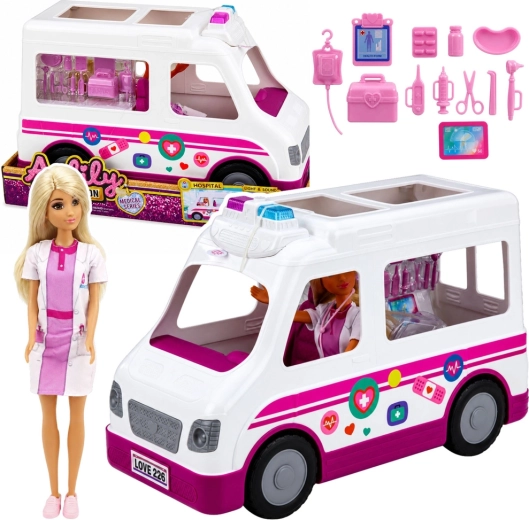 Anlily doctoresse avec ambulance et accessoires médicaux 30 cm