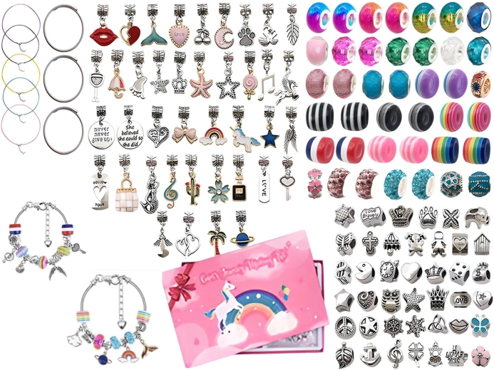 Kit de fabrication de bijoux et de bracelets avec pendentifs et perles (mix)