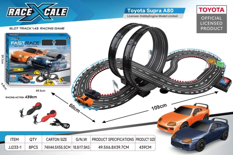 Circuit de course télécommandé Toyota Supra 1:43, 109 × 60 cm