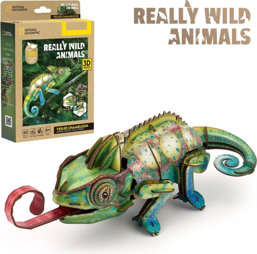 CubicFun puzzle 3D National Geographic caméléon, 63 pièces