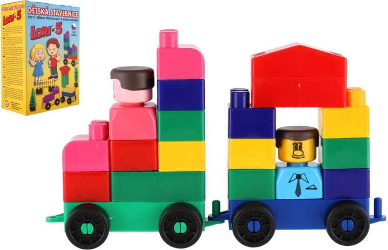 Jeu de construction polytechnique LORI avec des briques colorées, 76 pièces