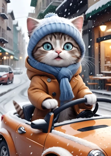 Motif hivernal avec un adorable chaton