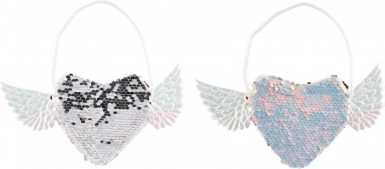 Sac à Main Cœur avec Ailes et Paillettes