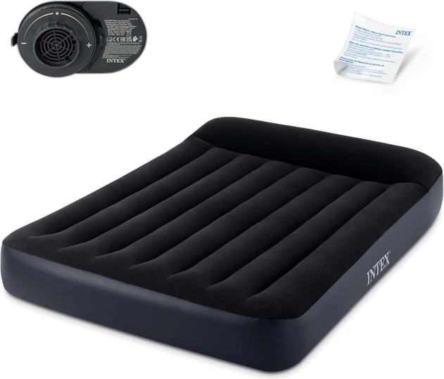 Matelas gonflable 203 × 152 cm avec pompe intégrée et oreiller INTEX