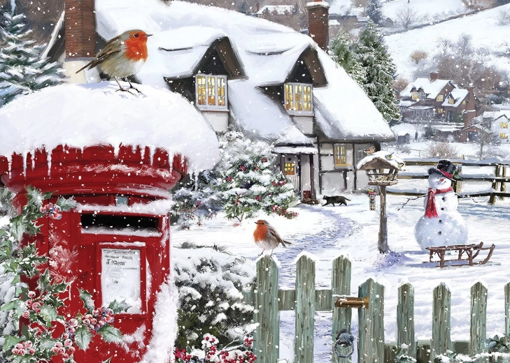 Puzzle rougegorge dans la neige 500 pièces